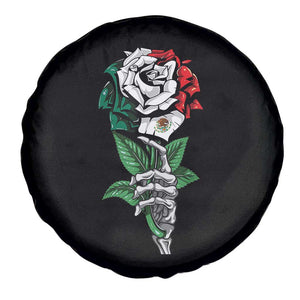 Skeleton Hand Holding Mexico Flag Rose Spare Tire Cover Dia De Los Muertos TS10 Print Your Wear
