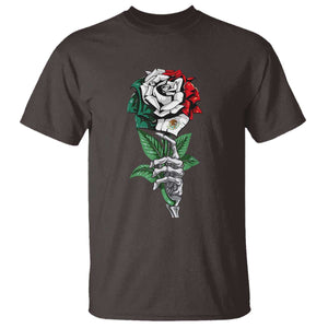Skeleton Hand Holding Mexico Flag Rose T Shirt Dia De Los Muertos TS10 Dark Chocolate Print Your Wear