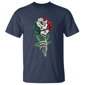 Skeleton Hand Holding Mexico Flag Rose T Shirt Dia De Los Muertos TS10 Navy Print Your Wear