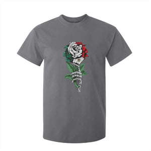 Skeleton Hand Holding Mexico Flag Rose T Shirt For Kid Dia De Los Muertos TS10 Charcoal Print Your Wear