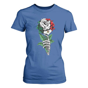 Skeleton Hand Holding Mexico Flag Rose T Shirt For Women Dia De Los Muertos TS10 Royal Blue Print Your Wear