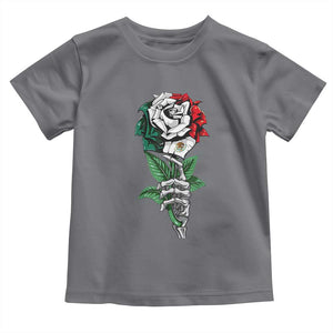 Skeleton Hand Holding Mexico Flag Rose Toddler T Shirt Dia De Los Muertos TS10 Charcoal Print Your Wear