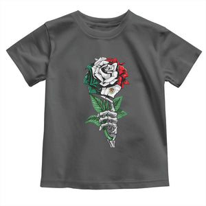 Skeleton Hand Holding Mexico Flag Rose Toddler T Shirt Dia De Los Muertos TS10 Dark Heather Print Your Wear