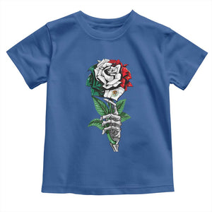Skeleton Hand Holding Mexico Flag Rose Toddler T Shirt Dia De Los Muertos TS10 Royal Blue Print Your Wear