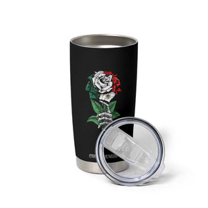 Skeleton Hand Holding Mexico Flag Rose Tumbler Cup Dia De Los Muertos TS10 Print Your Wear
