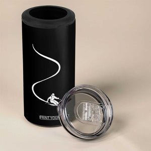 Skiing 4 in 1 Can Cooler Tumbler Skier With Tracks In Deep Powder Snow Freeride Gift TS10 Print Your Wear