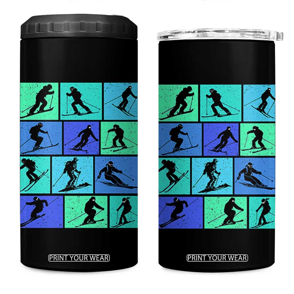 Skiing 4 in 1 Can Cooler Tumbler for Skiers Wintersport Ski Snowboard TS10 One Size: 16 oz Black Print Your Wear