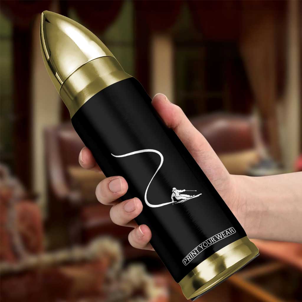 Skiing Bullet Tumbler Skier With Tracks In Deep Powder Snow Freeride Gift TS10 Print Your Wear