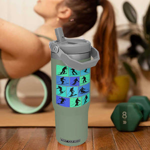 Skiing Flip Straw Tumbler for Skiers Wintersport Ski Snowboard TS10 One Size: 30 oz Moss Green Print Your Wear