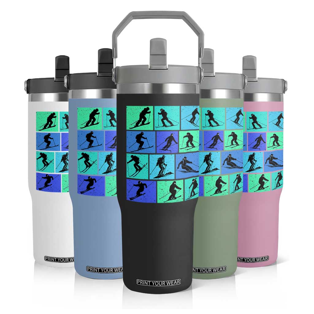 Skiing Flip Straw Tumbler for Skiers Wintersport Ski Snowboard TS10 Print Your Wear
