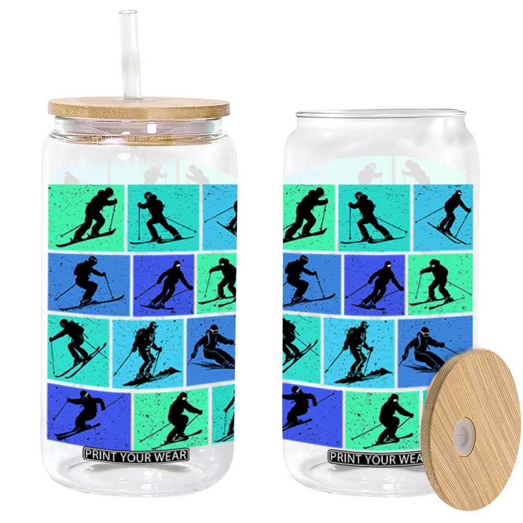 Skiing Glass Can for Skiers Wintersport Ski Snowboard TS10 Black Print Your Wear