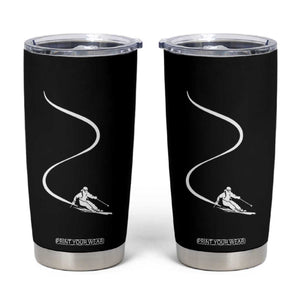 Skiing Tumbler Cup Skier With Tracks In Deep Powder Snow Freeride Gift TS10 Black Print Your Wear