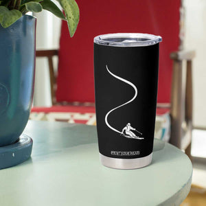 Skiing Tumbler Cup Skier With Tracks In Deep Powder Snow Freeride Gift TS10 Print Your Wear