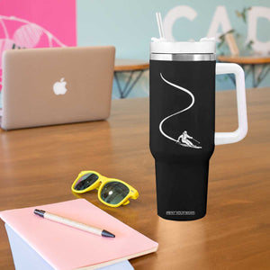 Skiing Tumbler With Handle Skier With Tracks In Deep Powder Snow Freeride Gift TS10 Print Your Wear