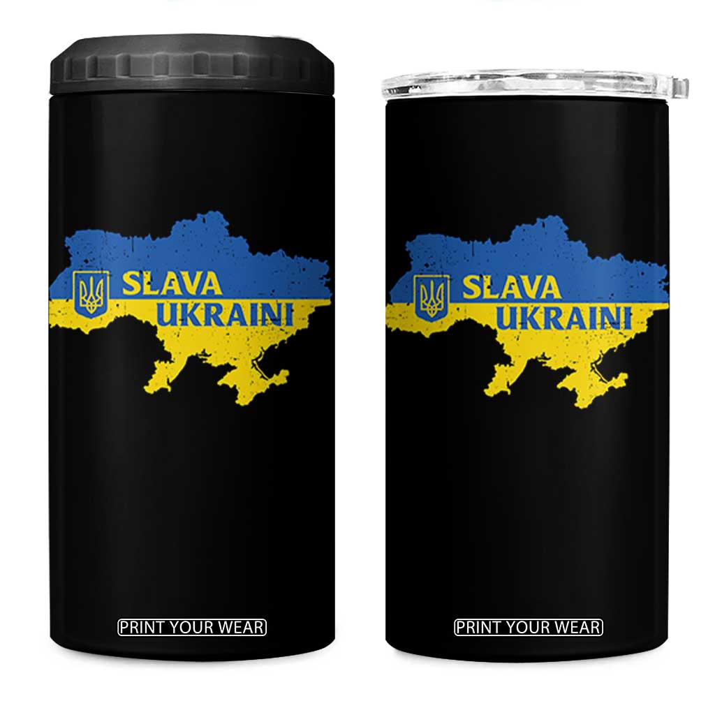 Slava Ukraini 4 in 1 Can Cooler Tumbler Ukrainian Ukraine Flag Pride TS10 One Size: 16 oz Black Print Your Wear