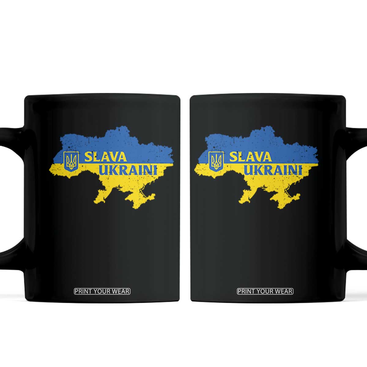 Slava Ukraini Coffee Mug Ukrainian Ukraine Flag Pride TS10 Black Print Your Wear