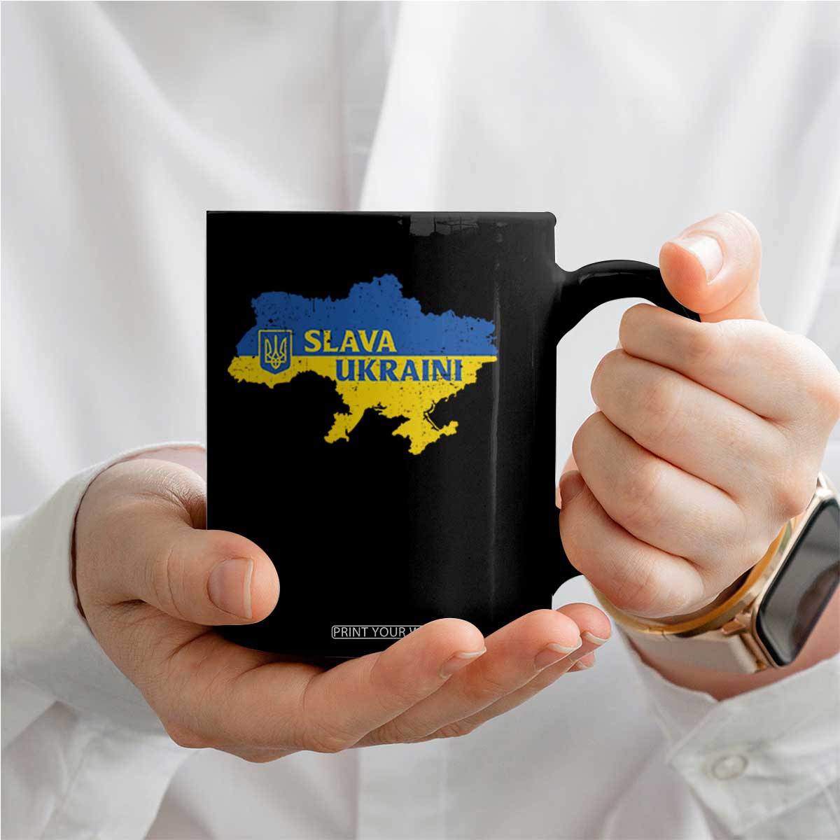 Slava Ukraini Coffee Mug Ukrainian Ukraine Flag Pride TS10 Print Your Wear