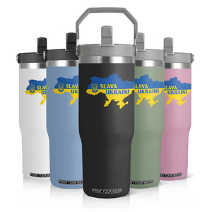 Slava Ukraini Flip Straw Tumbler Ukrainian Ukraine Flag Pride TS10 Print Your Wear