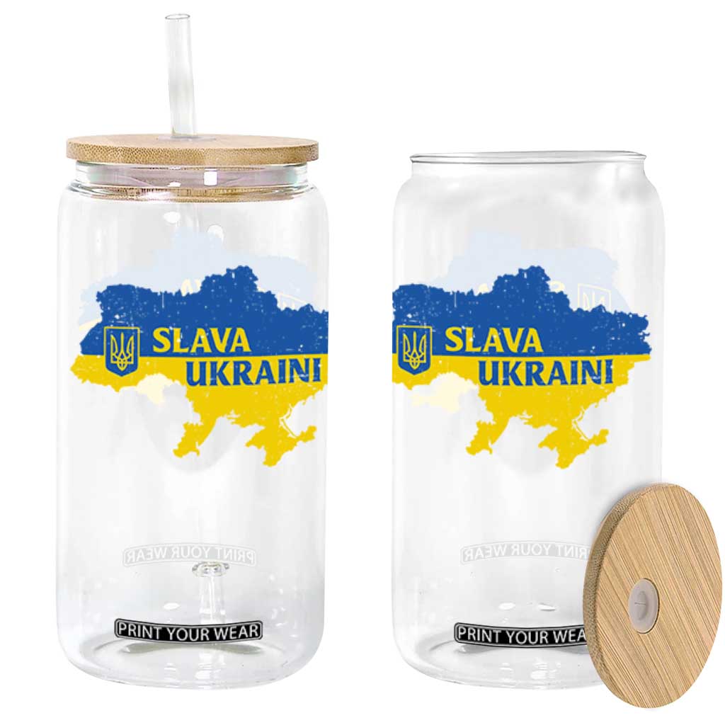 Slava Ukraini Glass Can Ukrainian Ukraine Flag Pride TS10 Black Print Your Wear