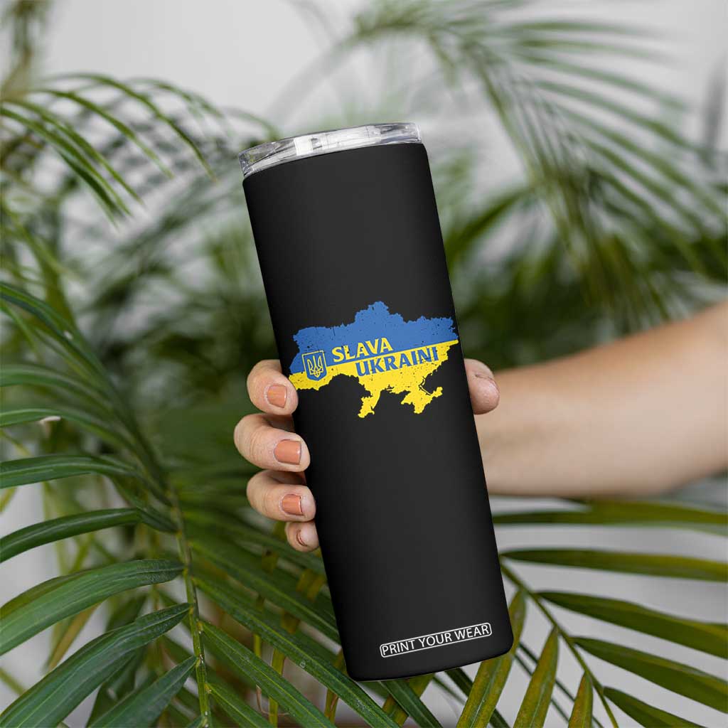 Slava Ukraini Skinny Tumbler Ukrainian Ukraine Flag Pride TS10 Print Your Wear