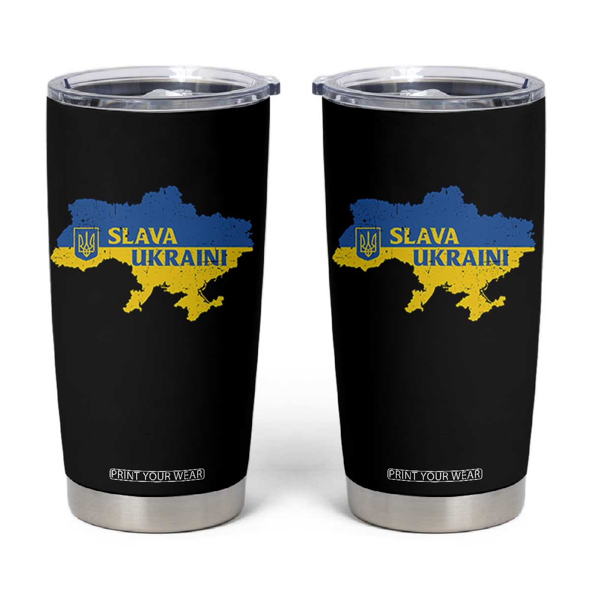 Slava Ukraini Tumbler Cup Ukrainian Ukraine Flag Pride TS10 Black Print Your Wear