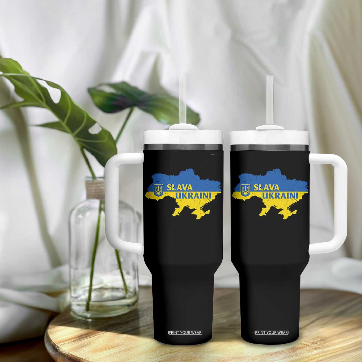 Slava Ukraini Tumbler With Handle Ukrainian Ukraine Flag Pride TS10 Print Your Wear