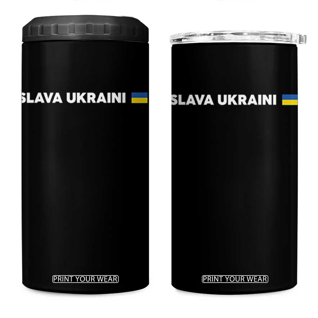 Slava Ukraini Ukraine Flag 4 in 1 Can Cooler Tumbler Ukrainian Pride TS10 One Size: 16 oz Black Print Your Wear