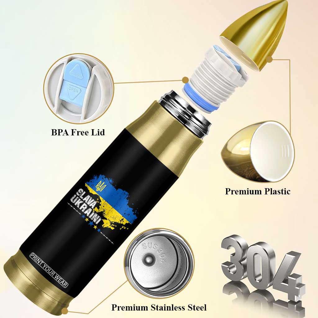 Slava Ukraini Ukraine Flag Bullet Tumbler Patriot Patriotic Ukrainian National Flag TS10 Print Your Wear