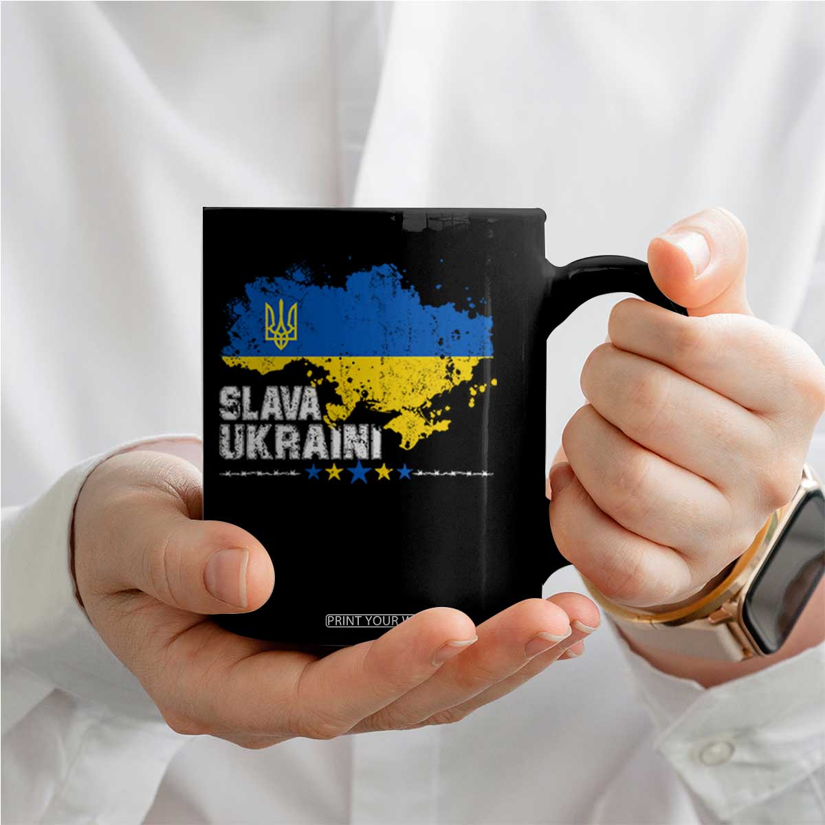 Slava Ukraini Ukraine Flag Coffee Mug Patriot Patriotic Ukrainian National Flag TS10 Print Your Wear