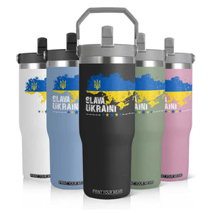 Slava Ukraini Ukraine Flag Flip Straw Tumbler Patriot Patriotic Ukrainian National Flag TS10 Print Your Wear