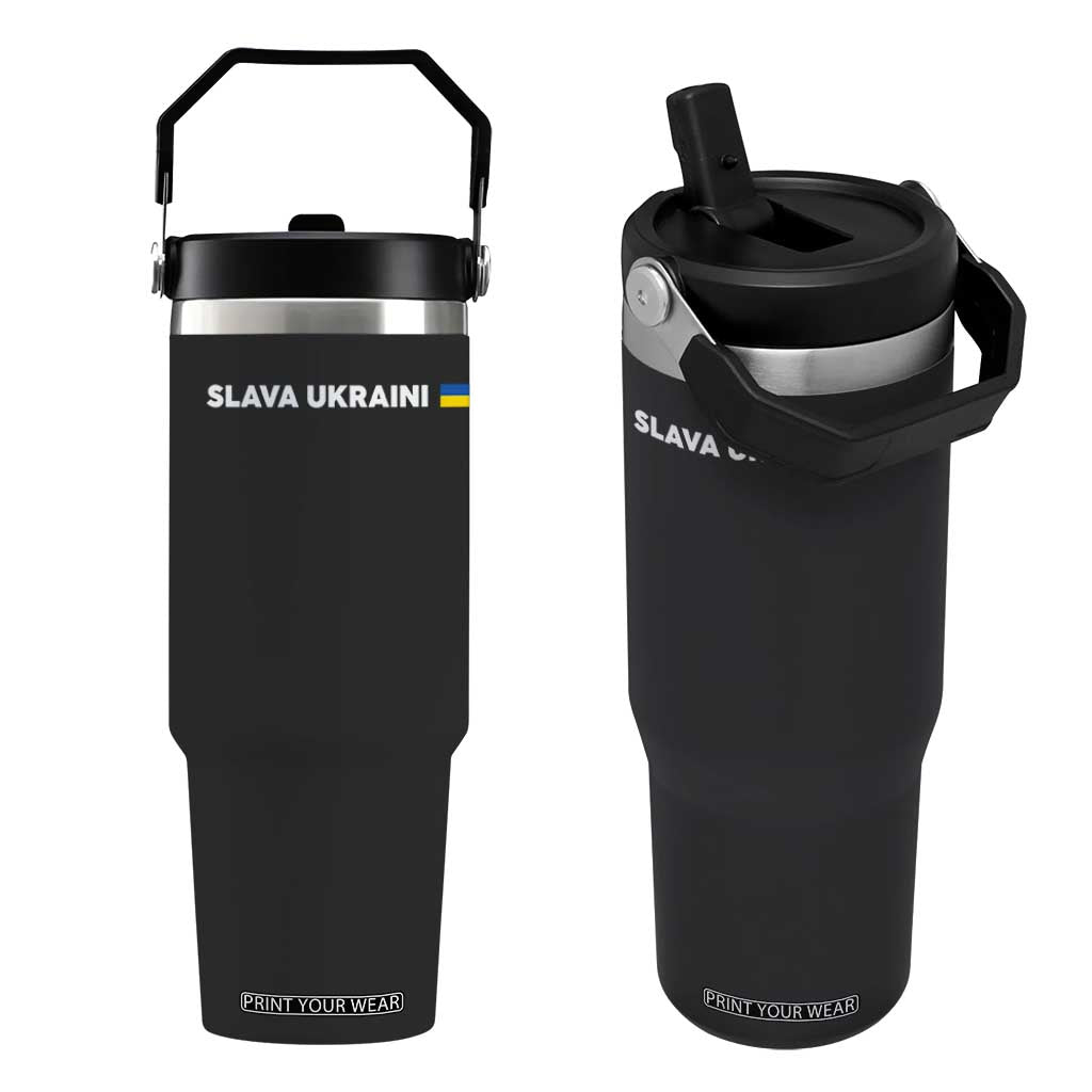Slava Ukraini Ukraine Flag Flip Straw Tumbler Ukrainian Pride TS10 One Size: 30 oz Black Print Your Wear