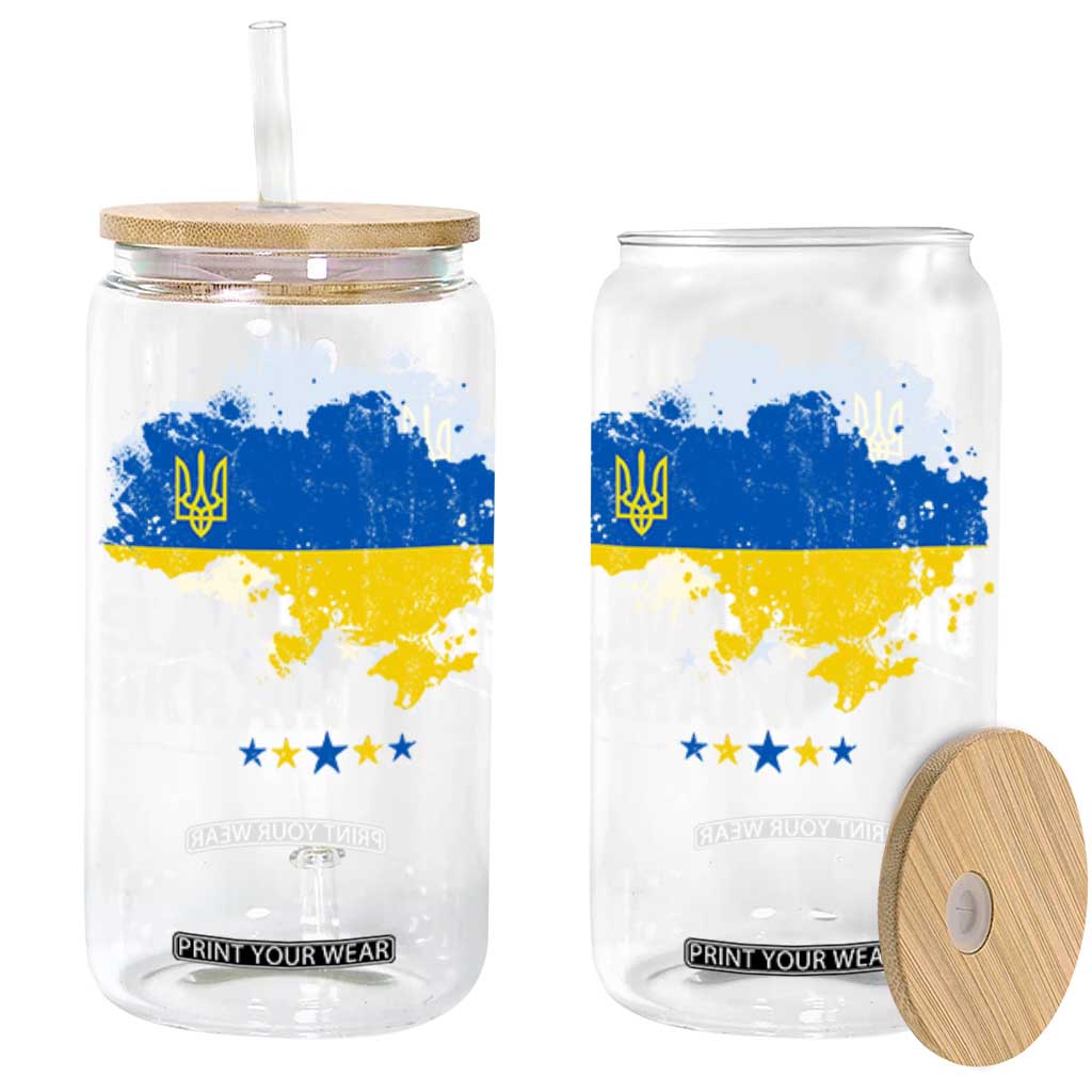 Slava Ukraini Ukraine Flag Glass Can Patriot Patriotic Ukrainian National Flag TS10 Black Print Your Wear