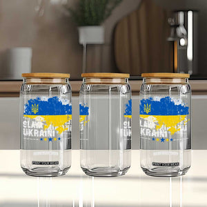 Slava Ukraini Ukraine Flag Glass Can Patriot Patriotic Ukrainian National Flag TS10 Print Your Wear