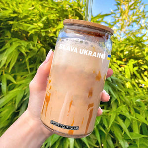 Slava Ukraini Ukraine Flag Glass Can Ukrainian Pride TS10 Print Your Wear
