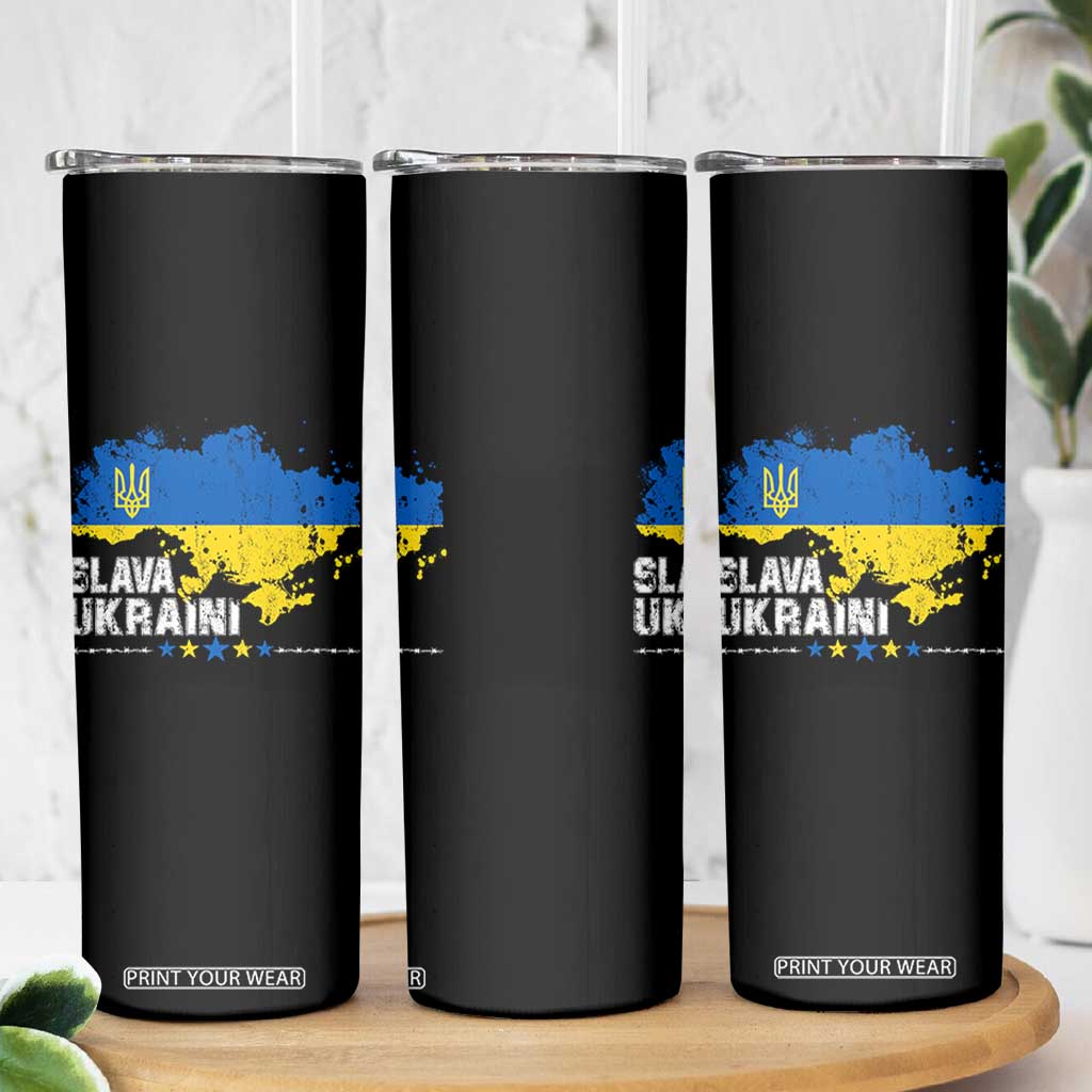 Slava Ukraini Ukraine Flag Skinny Tumbler Patriot Patriotic Ukrainian National Flag TS10 Print Your Wear