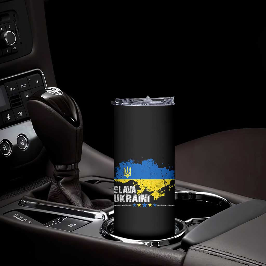 Slava Ukraini Ukraine Flag Skinny Tumbler Patriot Patriotic Ukrainian National Flag TS10 Print Your Wear