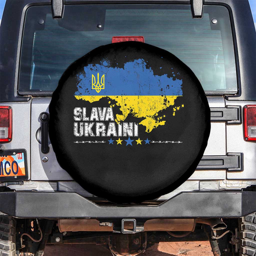 Slava Ukraini Ukraine Flag Spare Tire Cover Patriot Patriotic Ukrainian National Flag TS10 No hole Black Print Your Wear
