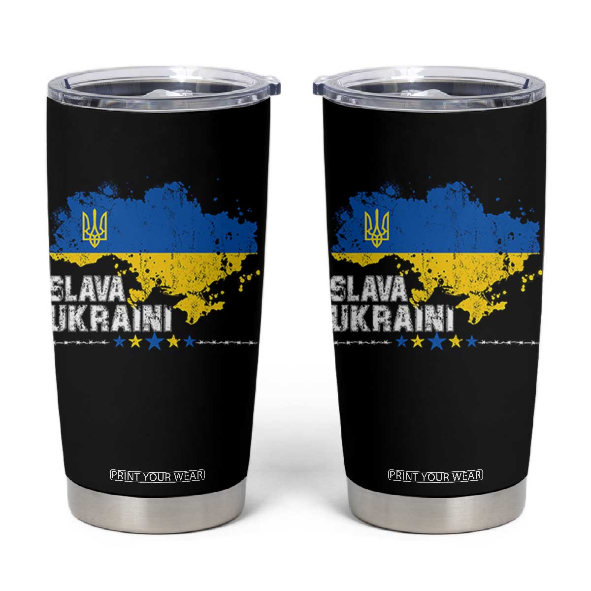 Slava Ukraini Ukraine Flag Tumbler Cup Patriot Patriotic Ukrainian National Flag TS10 Black Print Your Wear