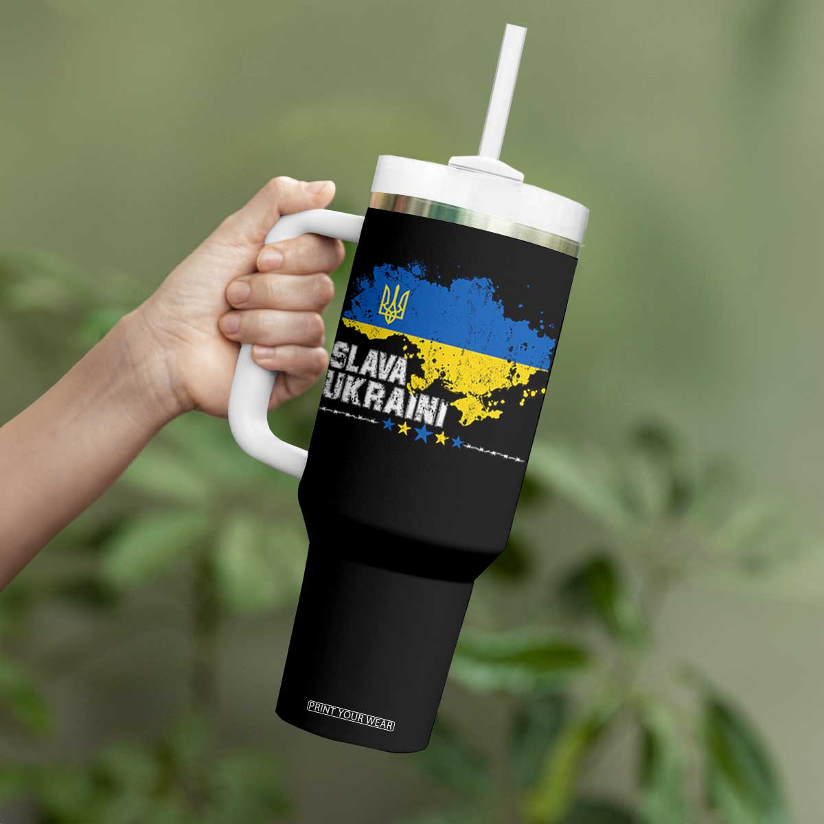 Slava Ukraini Ukraine Flag Tumbler With Handle Patriot Patriotic Ukrainian National Flag TS10 Print Your Wear