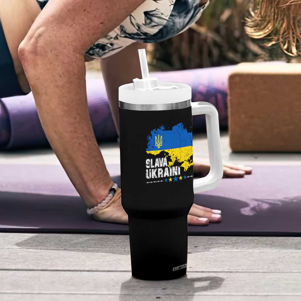 Slava Ukraini Ukraine Flag Tumbler With Handle Patriot Patriotic Ukrainian National Flag TS10 Print Your Wear