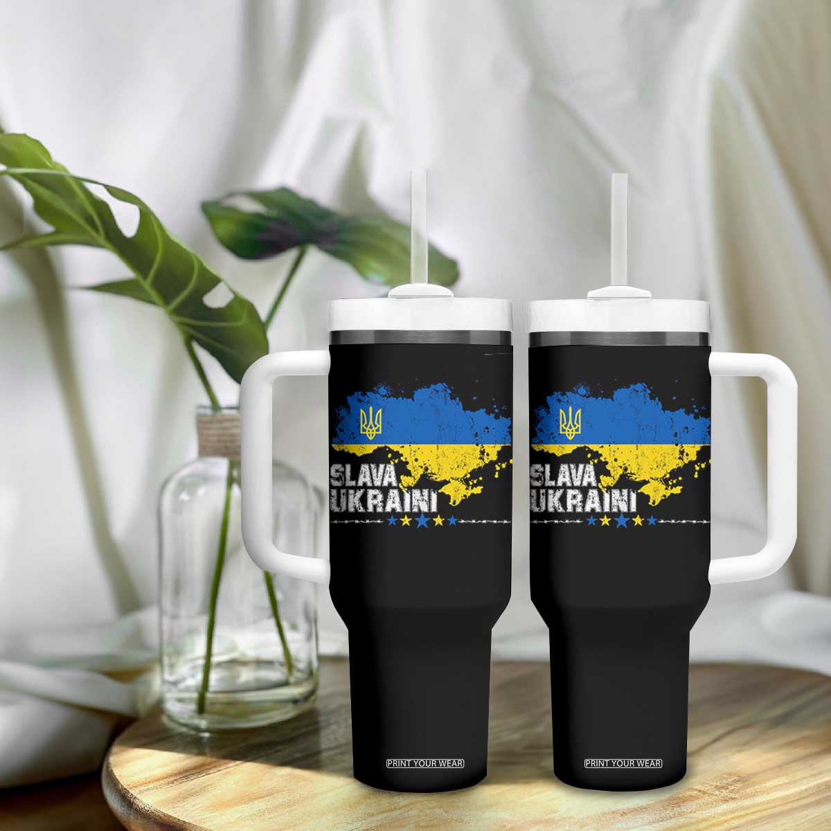 Slava Ukraini Ukraine Flag Tumbler With Handle Patriot Patriotic Ukrainian National Flag TS10 Print Your Wear