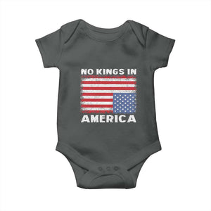 Snarky No Kings In America Baby Onesie 86 47 No Faux King Way US Flag Upside Down TS10 Dark Heather Print Your Wear