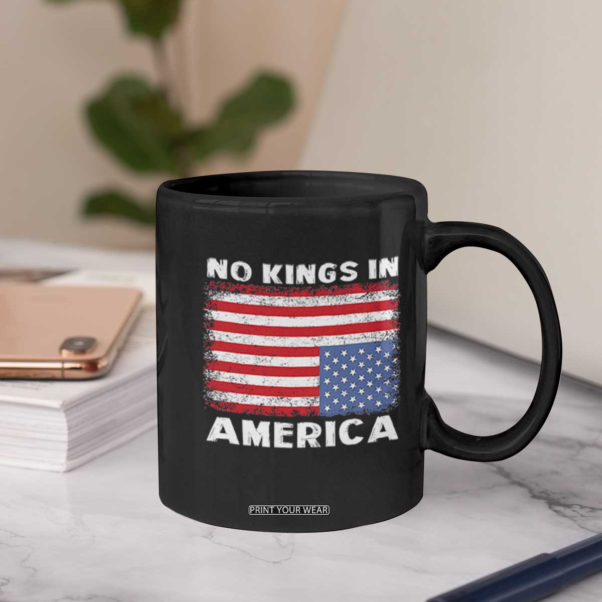 Snarky No Kings In America Coffee Mug 86 47 No Faux King Way US Flag Upside Down TS10 Print Your Wear