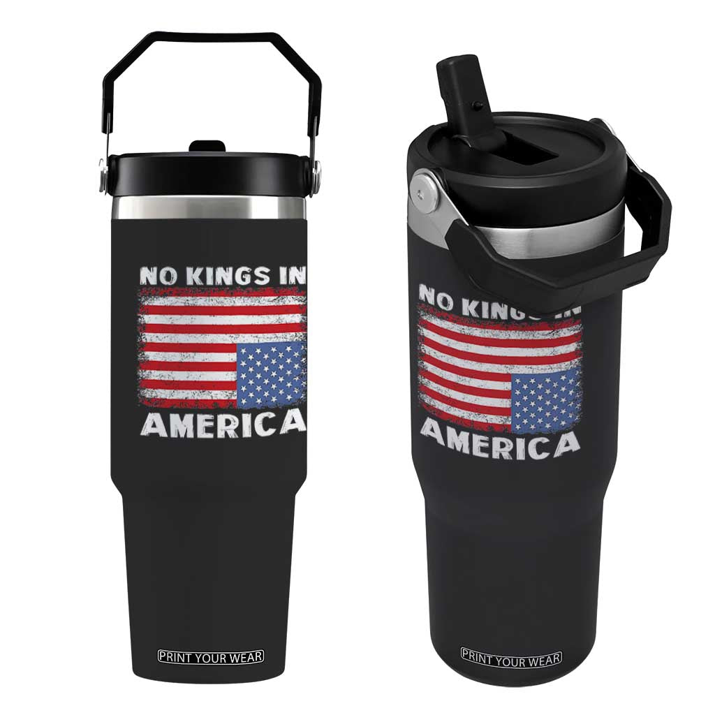 Snarky No Kings In America Flip Straw Tumbler 86 47 No Faux King Way US Flag Upside Down TS10 One Size: 30 oz Black Print Your Wear