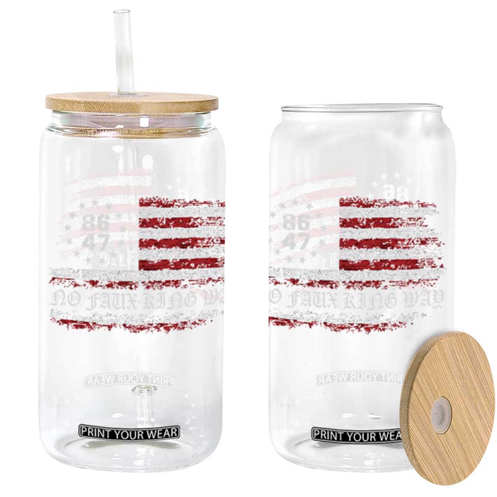 Snarky No Kings In America Glass Can No Faux King Way 86 47 US Flag Impeach 47 TS10 Black Print Your Wear