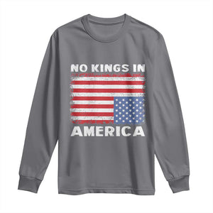 Snarky No Kings In America Long Sleeve Shirt 86 47 No Faux King Way US Flag Upside Down TS10 Charcoal Print Your Wear