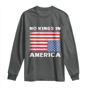 Snarky No Kings In America Long Sleeve Shirt 86 47 No Faux King Way US Flag Upside Down TS10 Dark Heather Print Your Wear