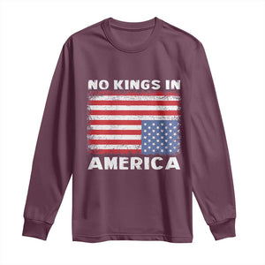 Snarky No Kings In America Long Sleeve Shirt 86 47 No Faux King Way US Flag Upside Down TS10 Maroon Print Your Wear