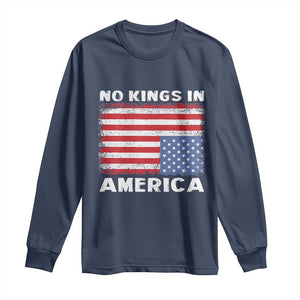 Snarky No Kings In America Long Sleeve Shirt 86 47 No Faux King Way US Flag Upside Down TS10 Navy Print Your Wear