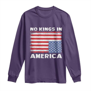 Snarky No Kings In America Long Sleeve Shirt 86 47 No Faux King Way US Flag Upside Down TS10 Purple Print Your Wear